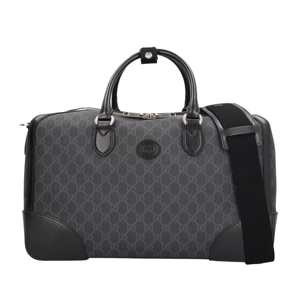 Gucci Interlocking GG Duffle Bag Boston GG Supreme Canvas Black